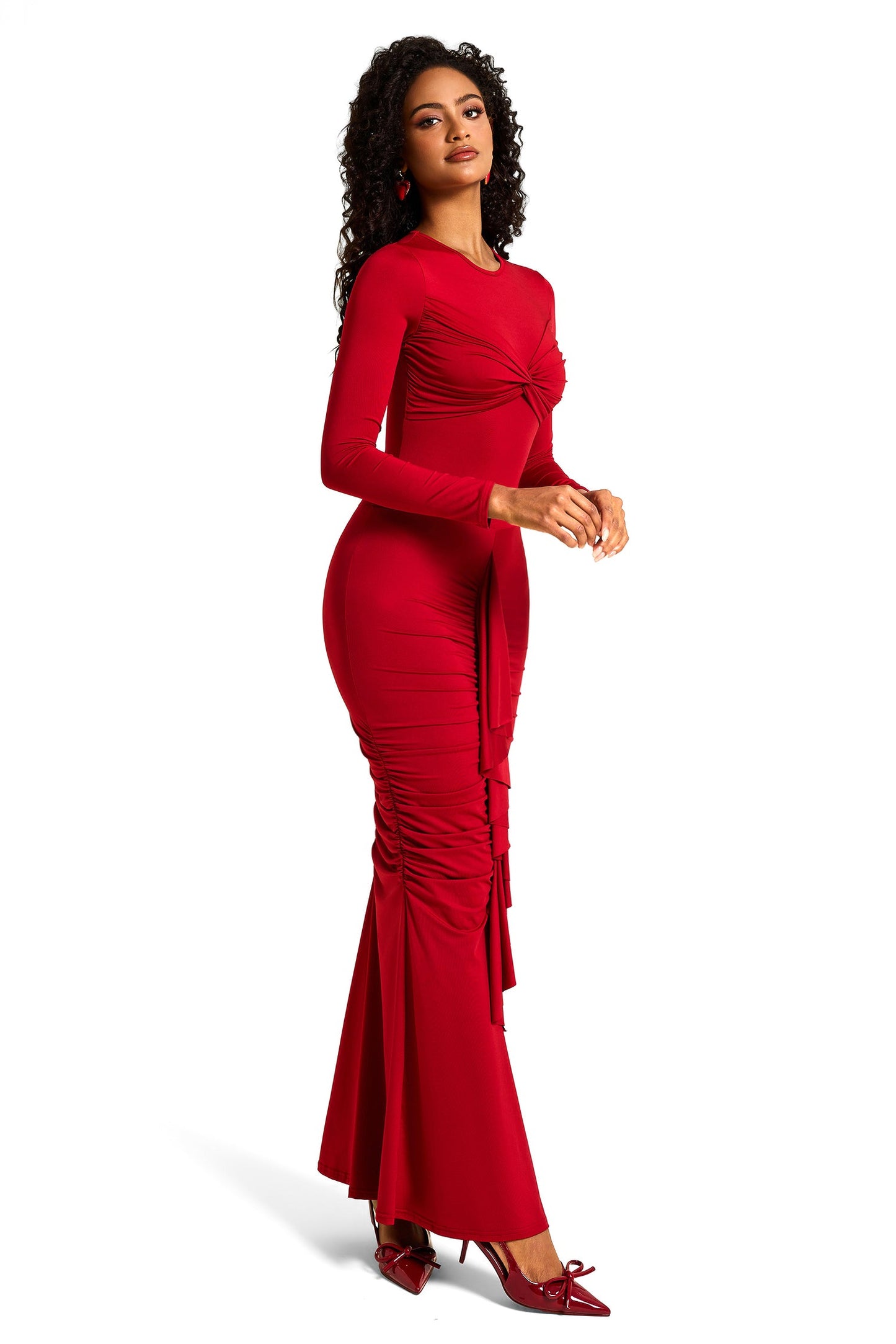 Jersey Ruched Midi Dress