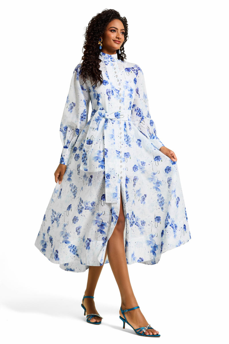 Rhinestone Single Breasted Midi Dress