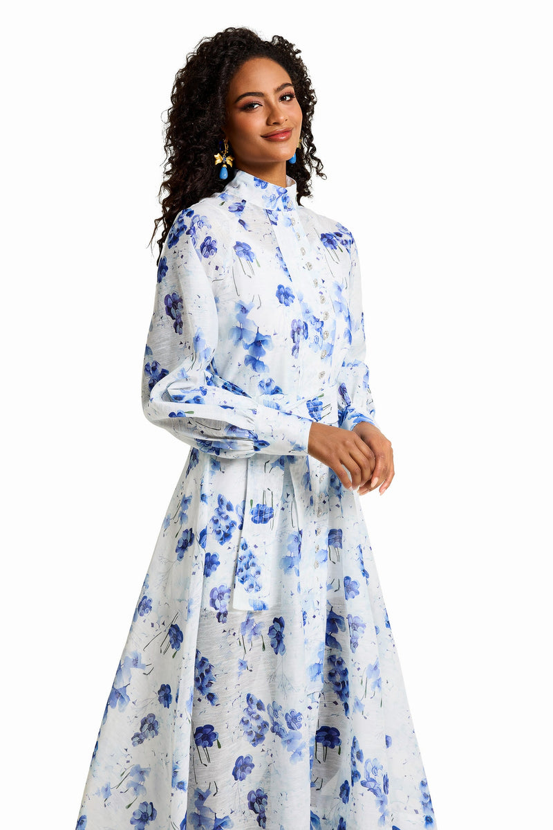 Rhinestone Single Breasted Midi Dress