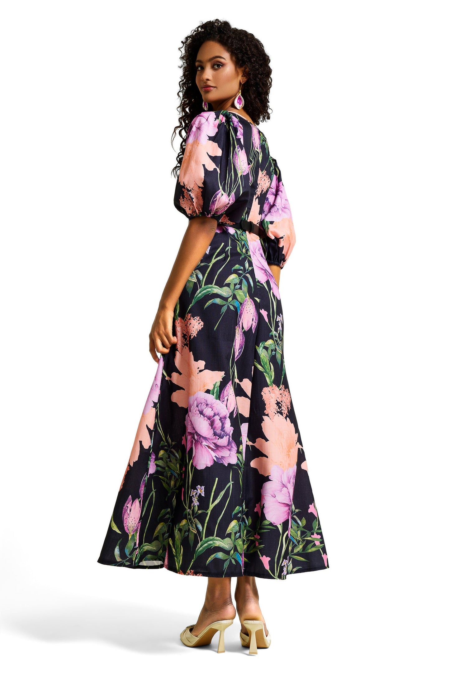 V-neck Midi Dress With Belt