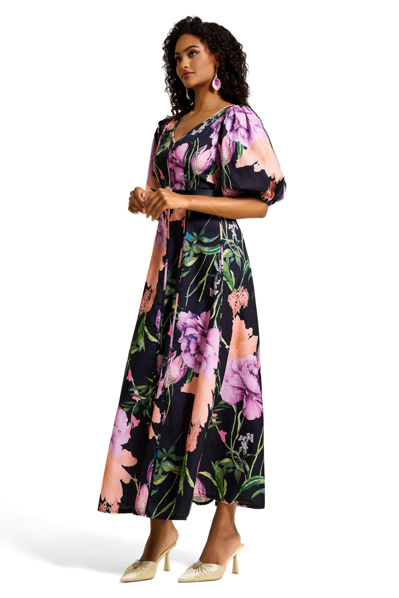 V-neck Midi Dress With Belt
