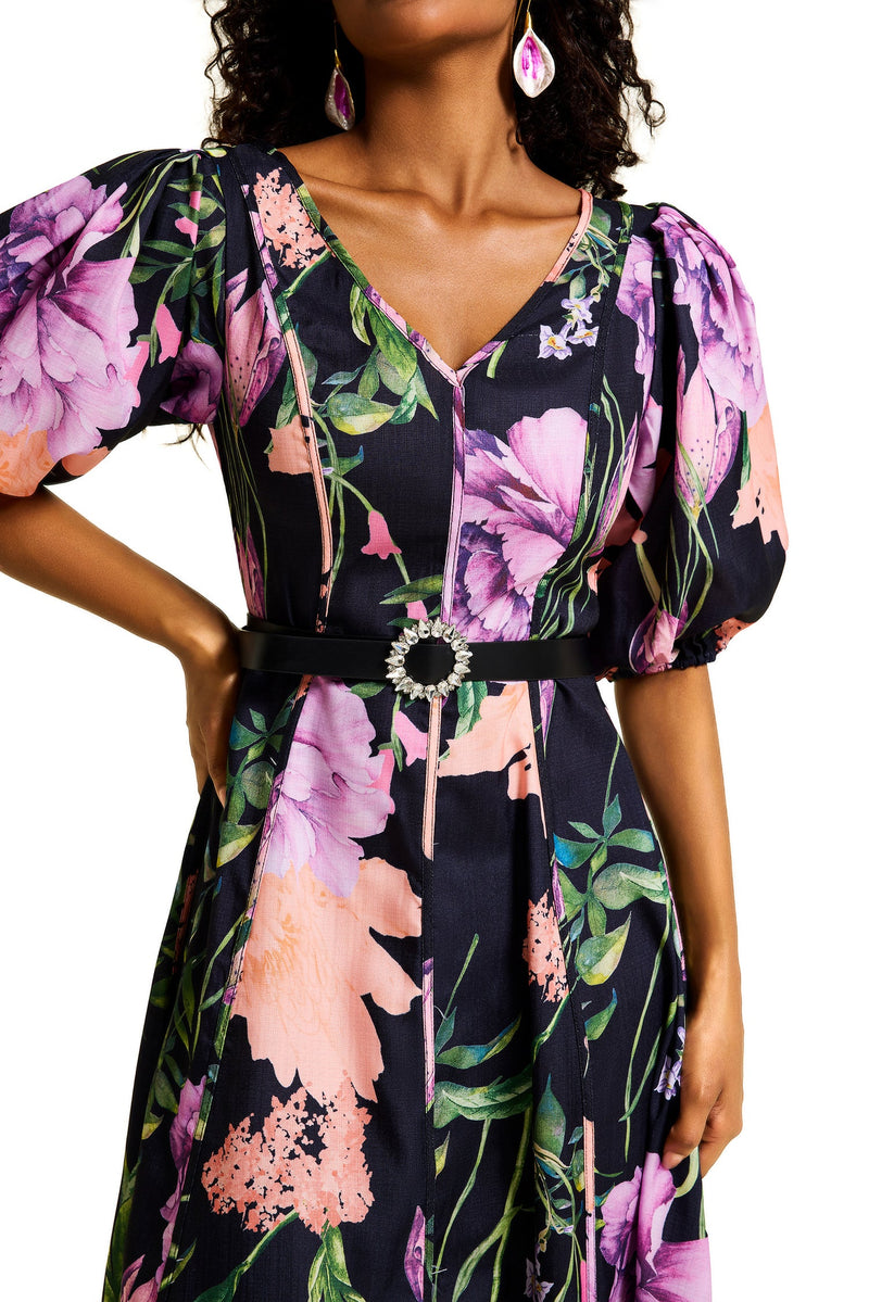 V-neck Midi Dress With Belt