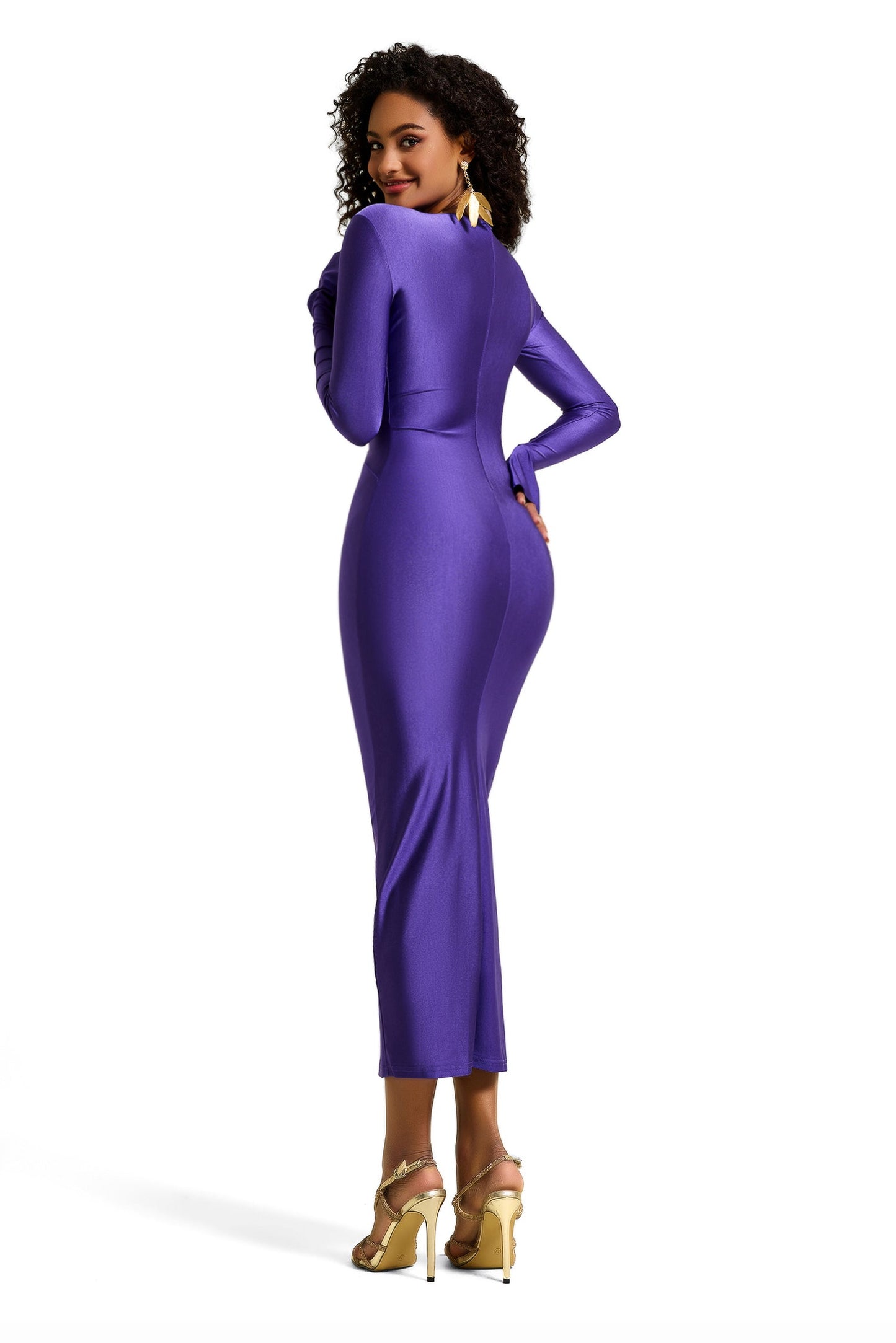 Jersey Ruched Midi Dress