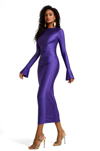 Jersey Ruched Midi Dress