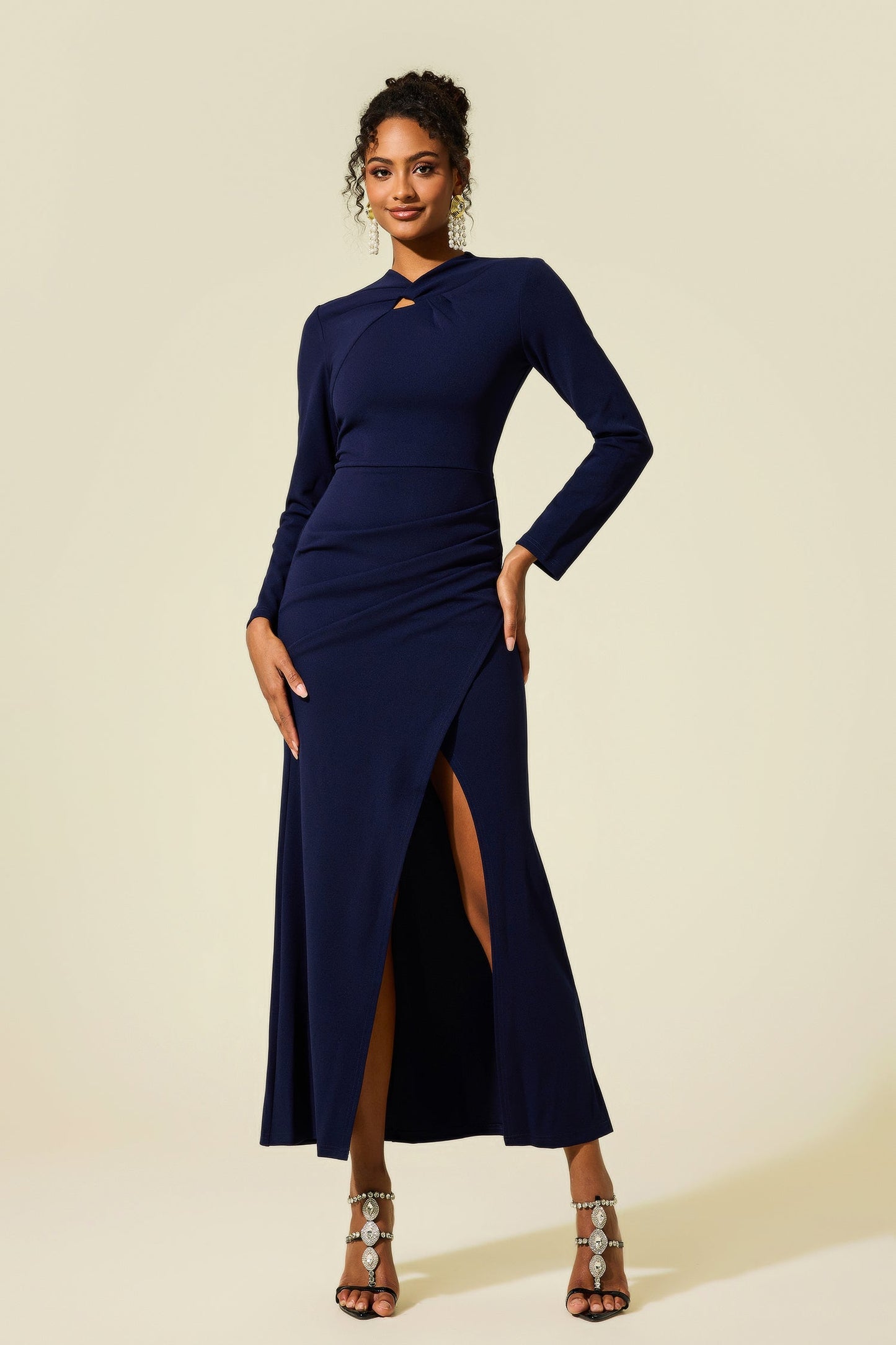 Knotted Split Midi Dress