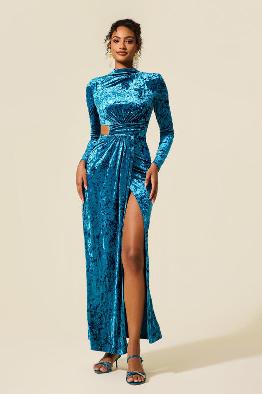 Velvet Cut-out Midi Dress