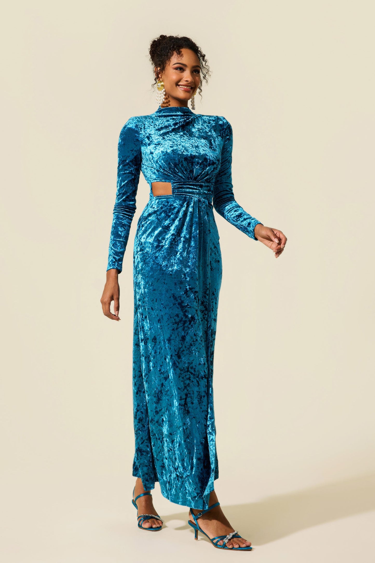 Velvet Cut-out Midi Dress