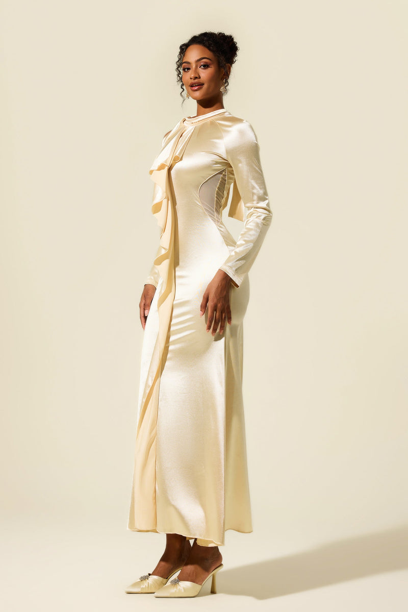 Frill Cut-out Midi Dress