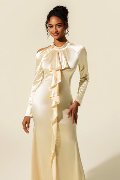 Frill Cut-out Midi Dress