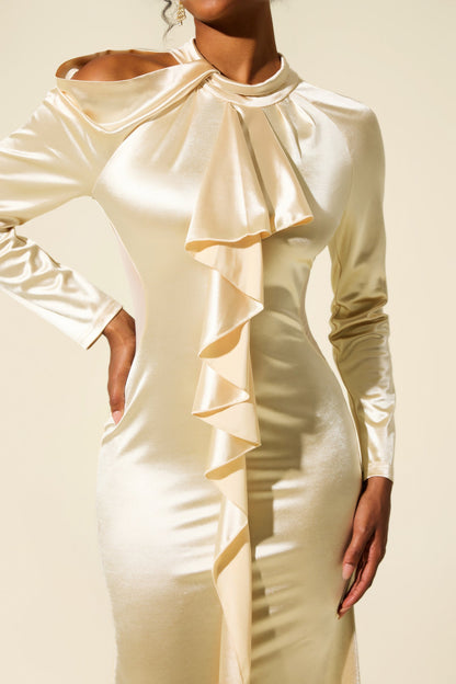 Frill Cut-out Midi Dress