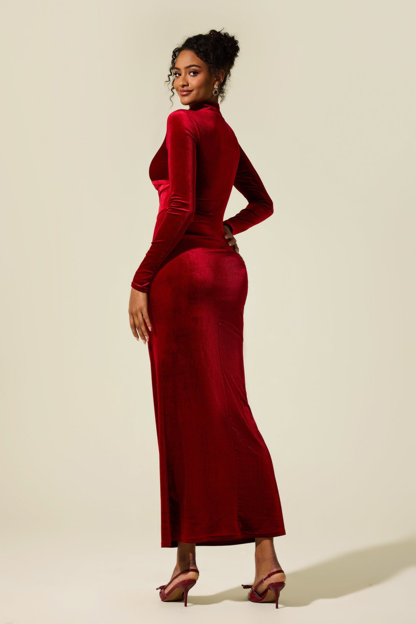 Velvet Knotted Midi Dress
