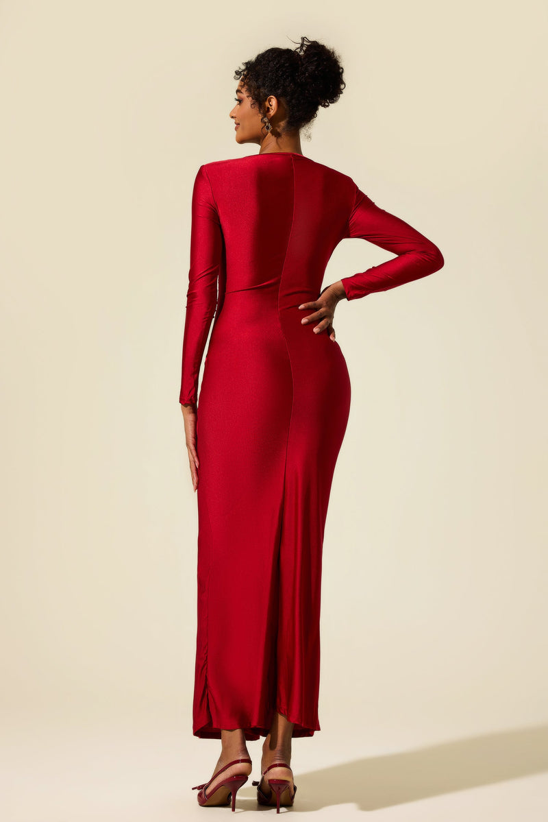 Jersey Ruched Midi Dress