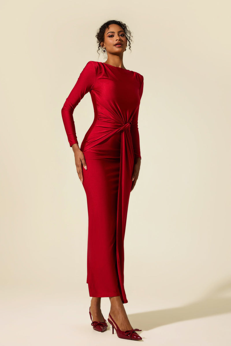 Jersey Ruched Midi Dress