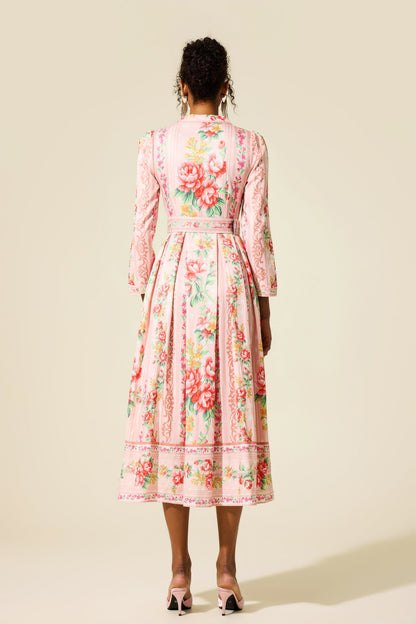 Long Sleeve Midi Dress With Belt