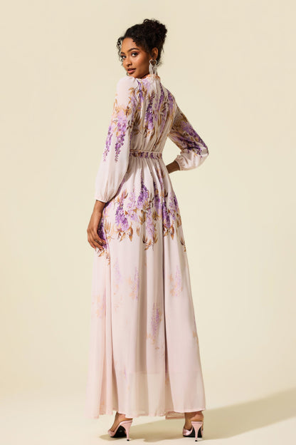 Lantern Sleeve Maxi Dress With Belt