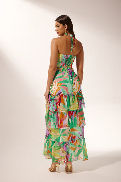 Myra Halterneck Tiered Maxi Dress