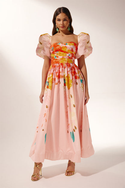Audrey Printed Off-shoulder Midi Dress
