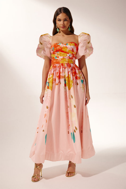 Audrey Printed Off-shoulder Midi Dress