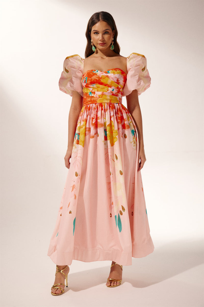 Audrey Printed Off-shoulder Midi Dress