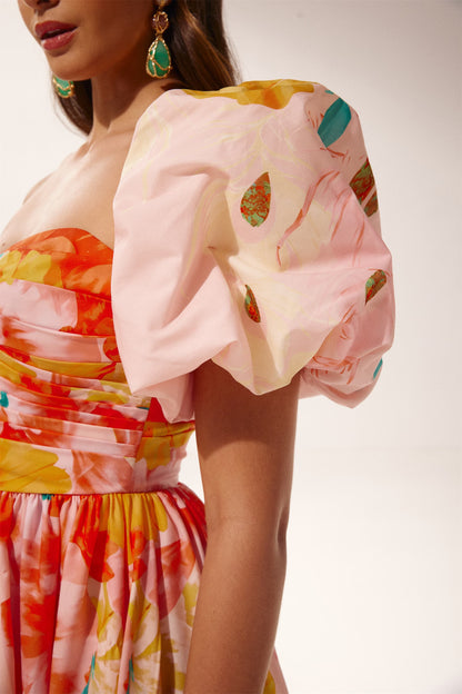 Audrey Printed Off-shoulder Midi Dress