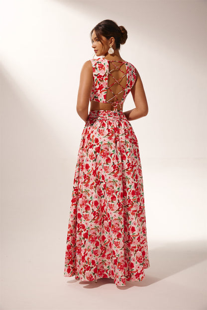 Muriel Printed Cut-out Maxi Dress