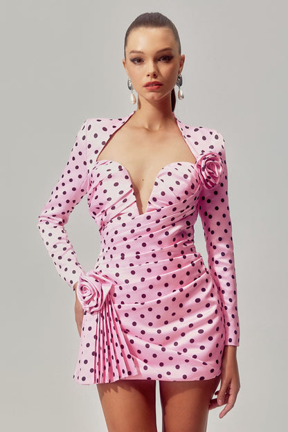 Kristin Polka Dots Sweetheart Mini Dress