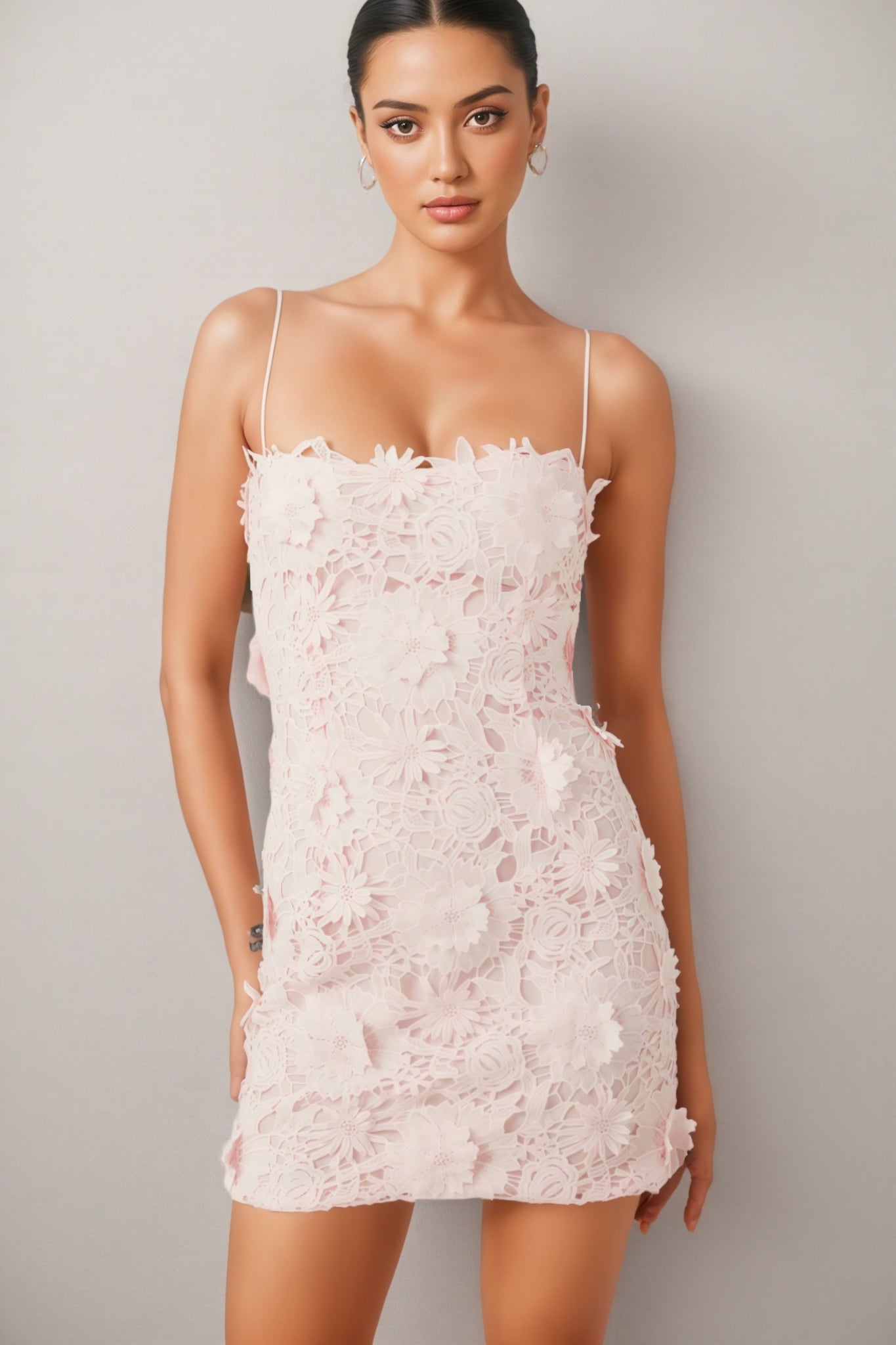 Oswia Pink Lace Mini Dress