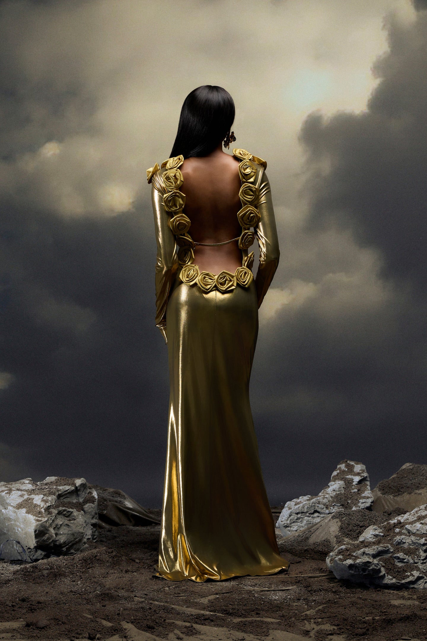 Octavia Applique Backless Maxi Dress
