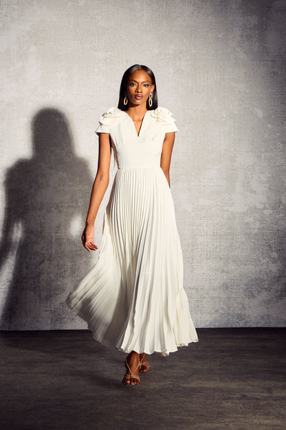 Grace V-neck Pleated Maxi Dress