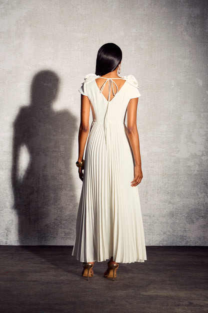Grace V-neck Pleated Maxi Dress
