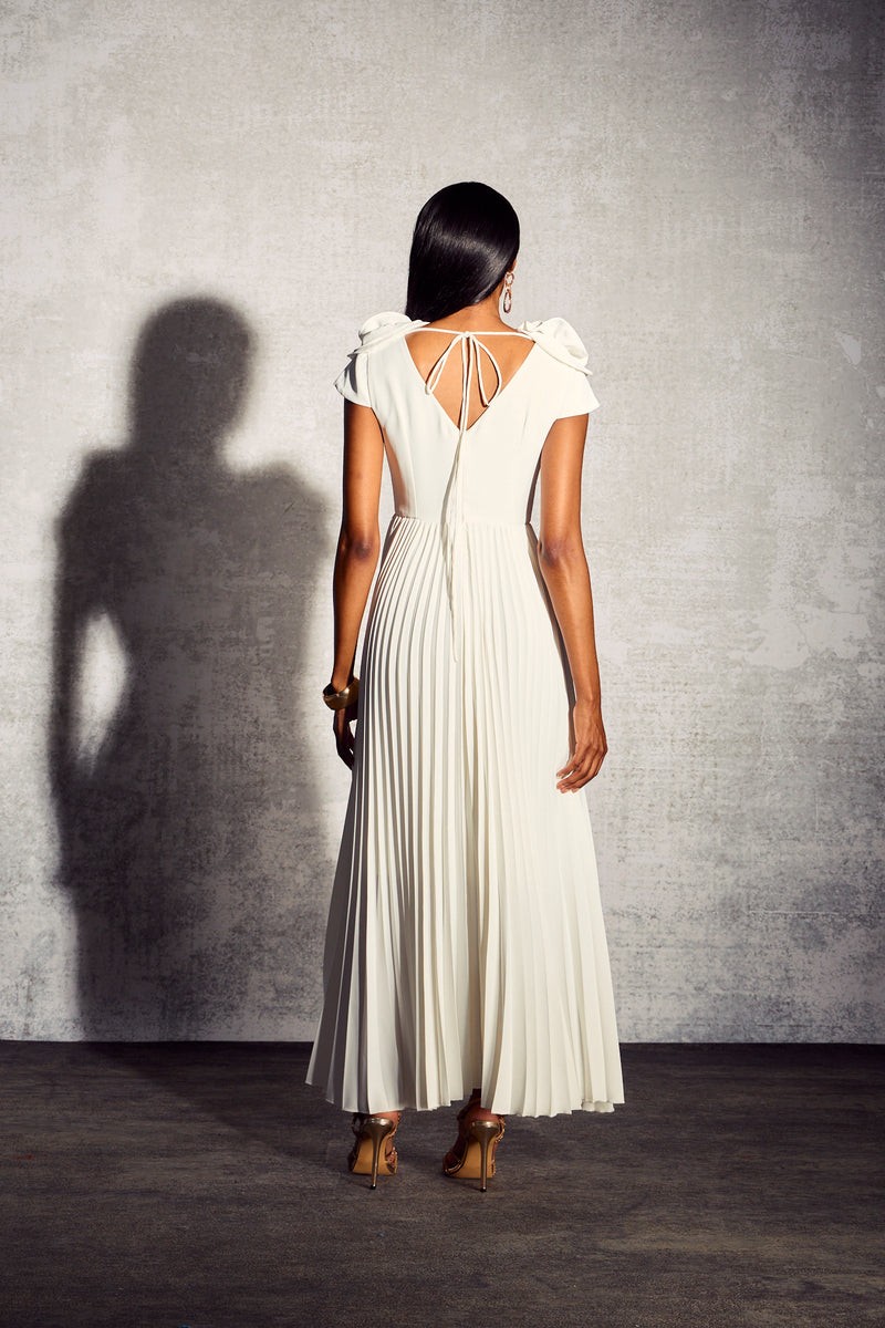 Grace V-neck Pleated Maxi Dress