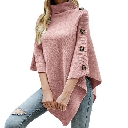 Autumn Winter Shawl Turtleneck Oversized Cape Bat Sweater