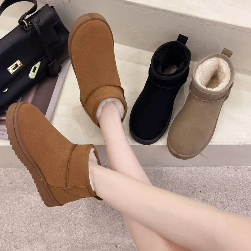 New Stylish Thickened Warm Short Tube Non-slip Black Snow Boot