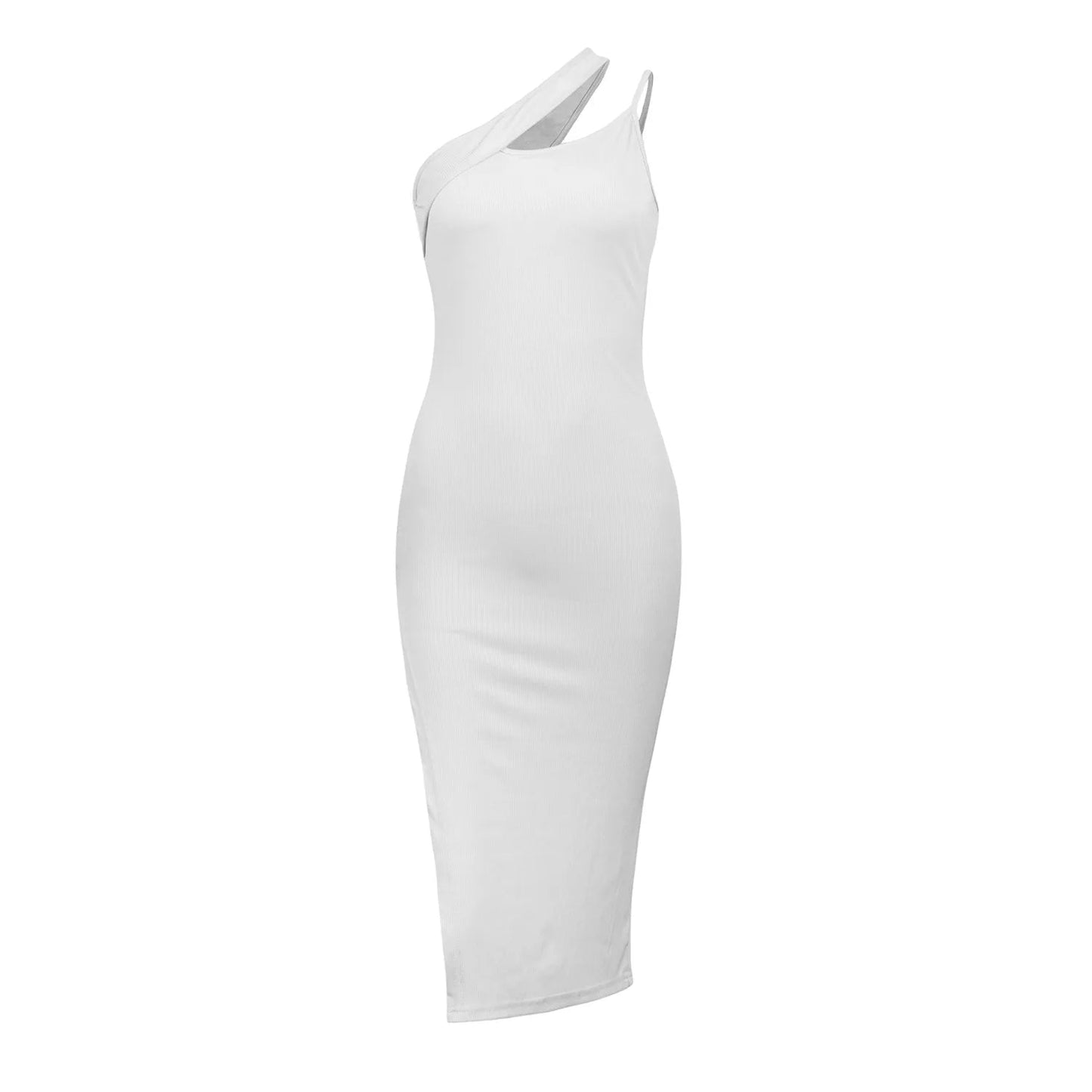 New Slit Oblique Slimming Y2k Midi Dresses