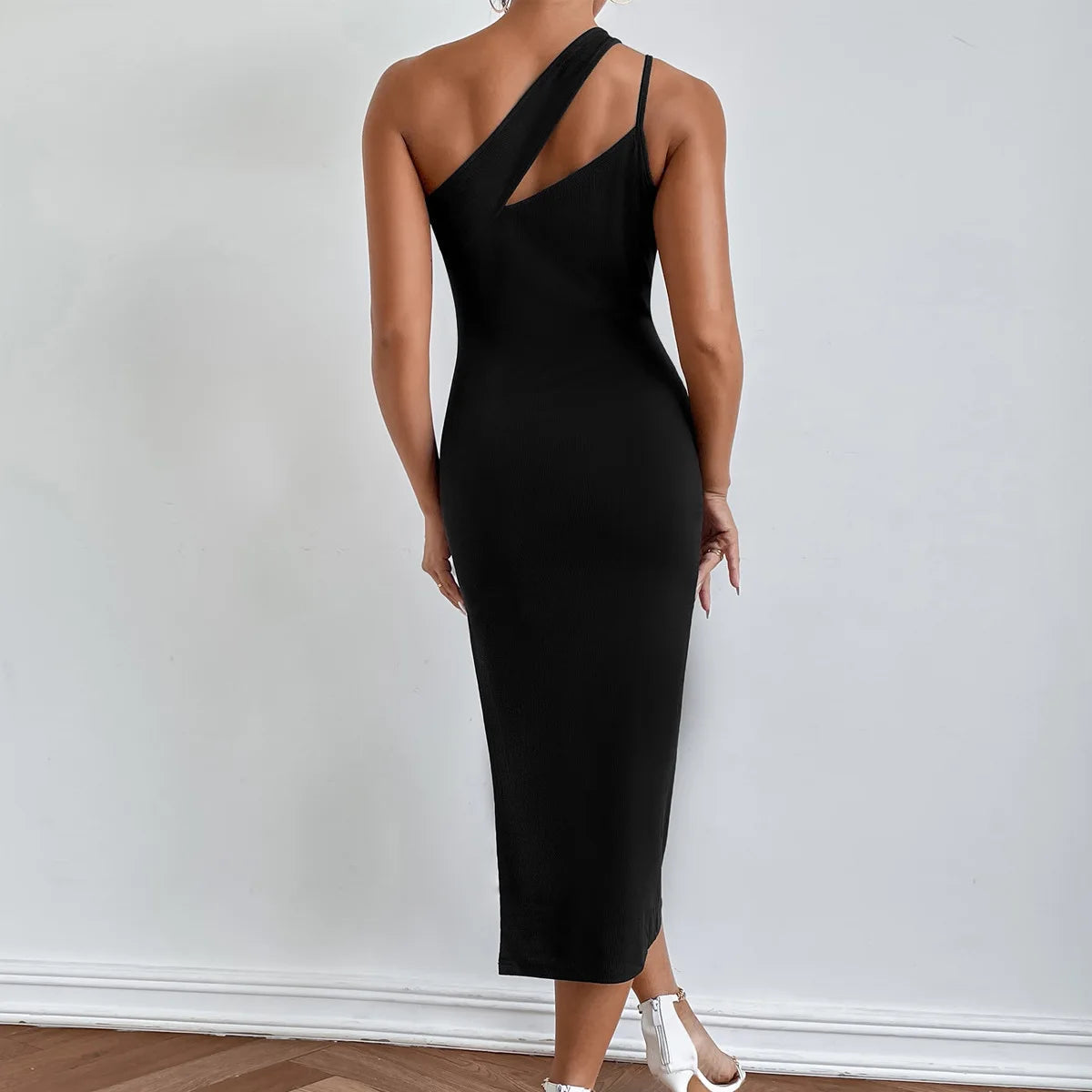 New Slit Oblique Slimming Y2k Midi Dresses