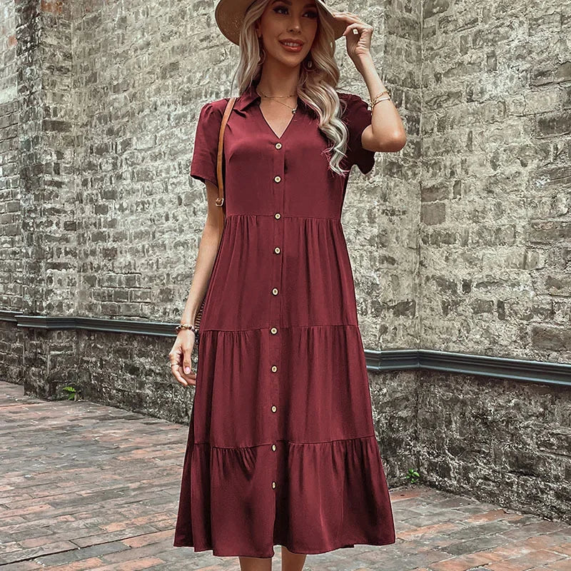 Summer Hepburn French Maxi Party Club Midi Dresses