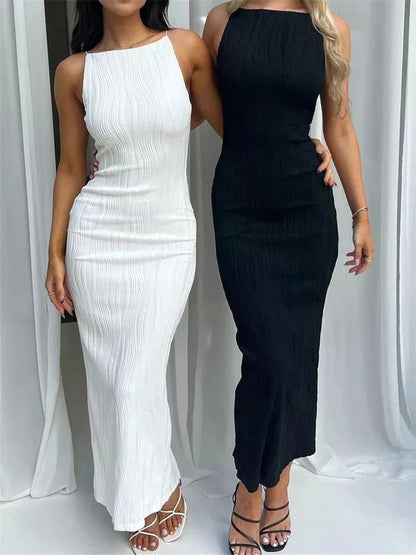 Ruched Sleeveless Summer Split Clubwear Outfits Midi Dresses