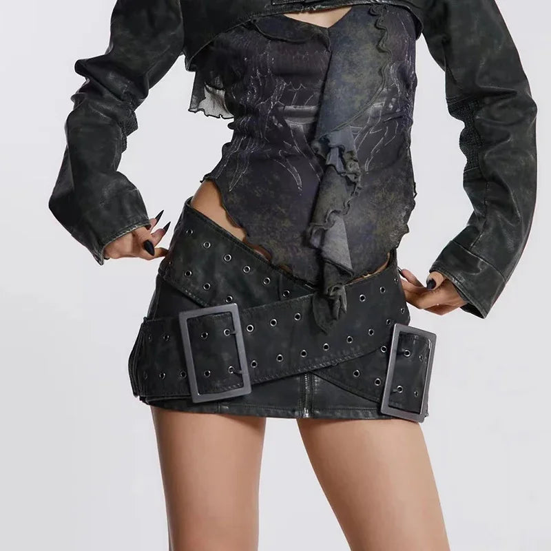 Retro Zipper High-waist Skirt