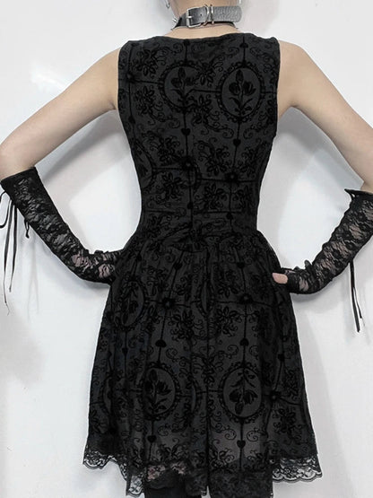 Summer New Harajuku Retro Wrapped Hip Mini Dress Y2k Gothic Punk Dark Style Tie Up A-line Dress