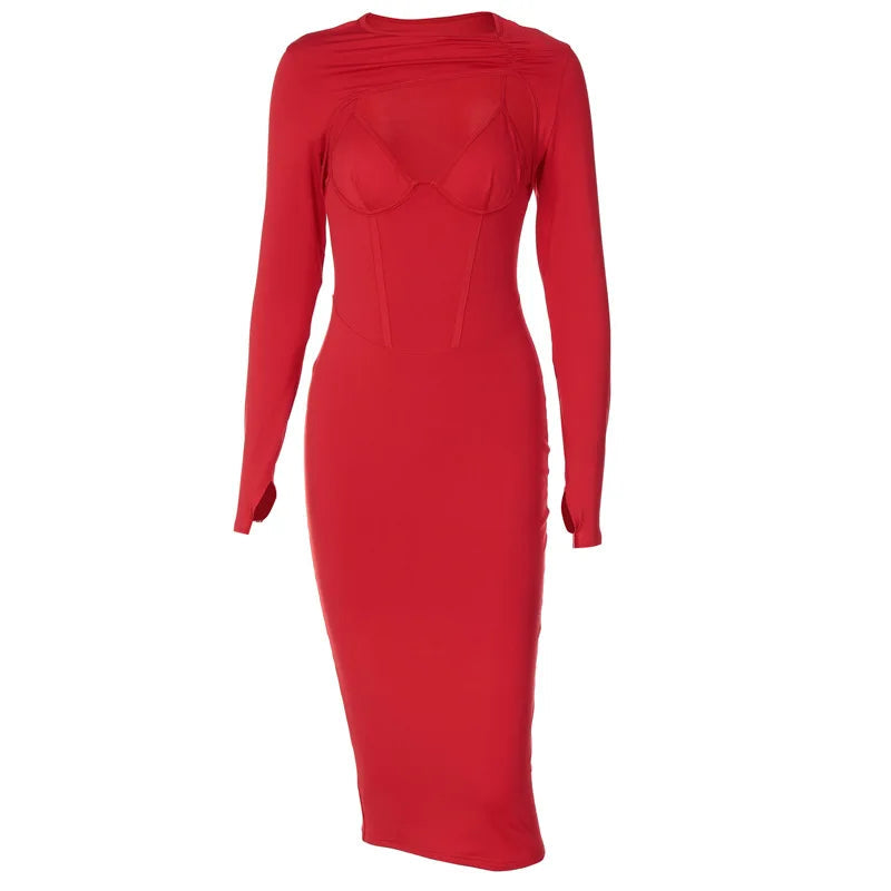 Summer Bodycon Long Slim Hollow Buttock Midi Dresses