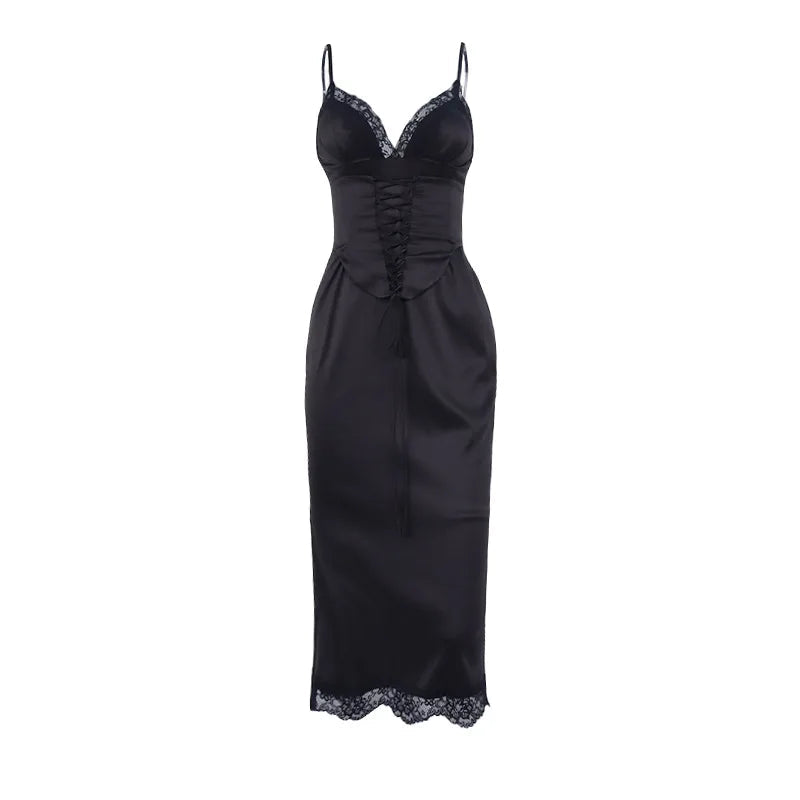 Summer Puss Lace V-neck Midi Dresses
