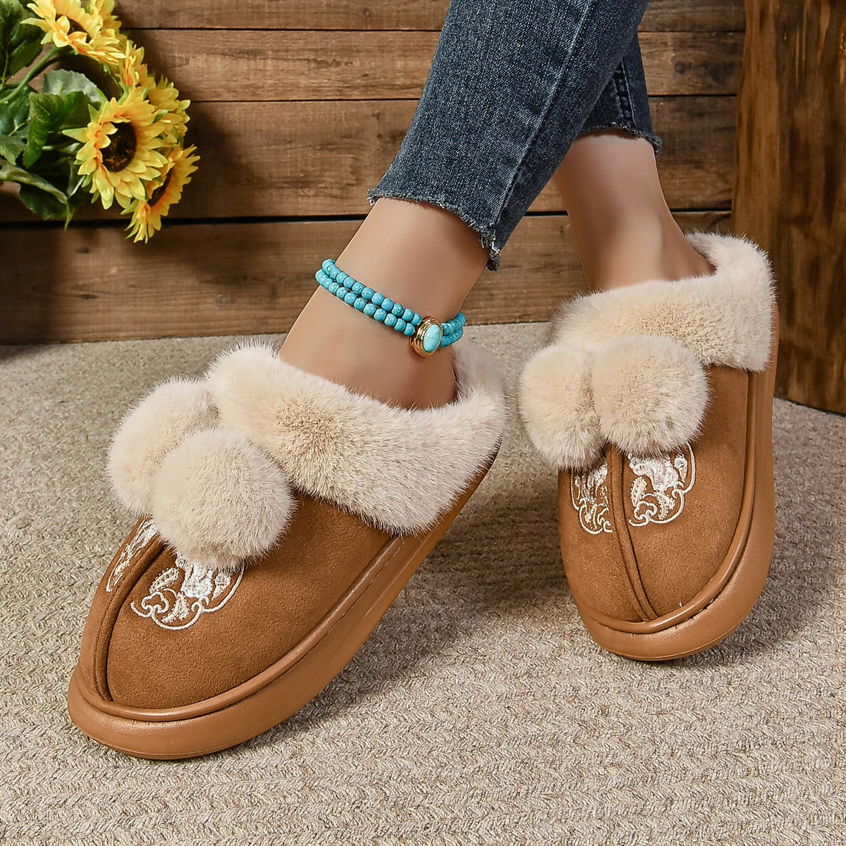 Warm Indoor Plush Platform Cotton Slippers Winter Snow Boot