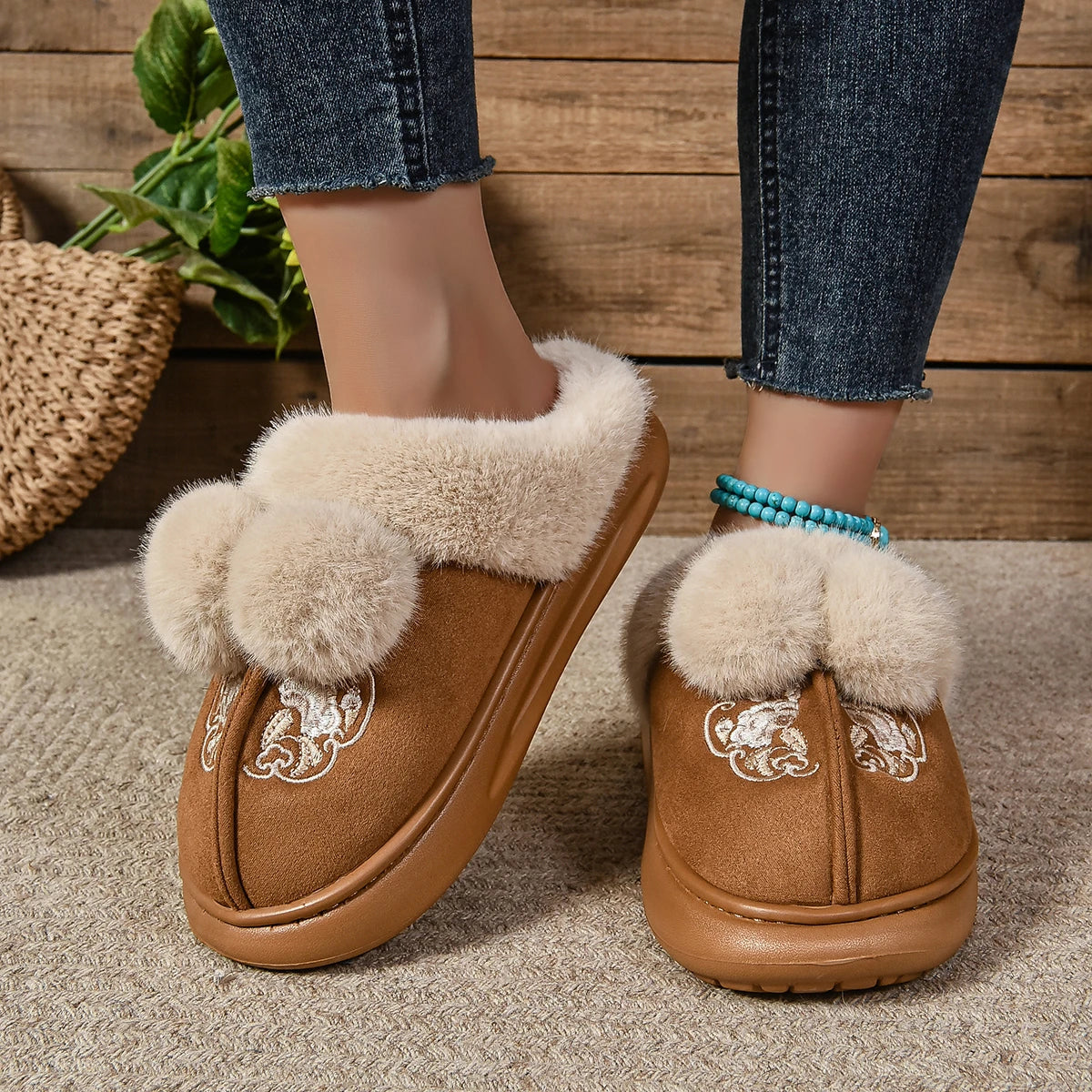 Warm Indoor Plush Platform Cotton Slippers Winter Snow Boot