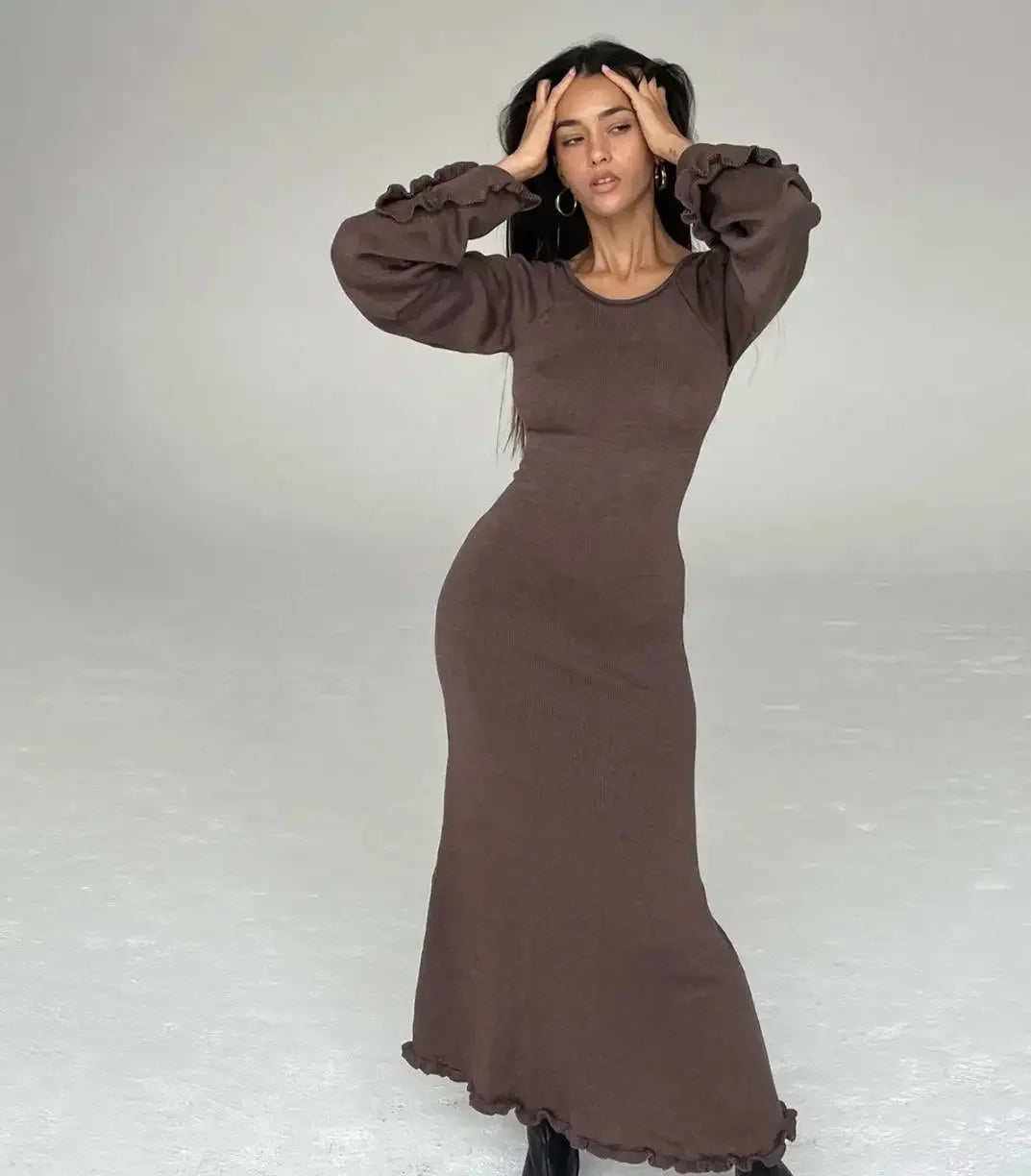 Backless Slim Comfortable Lace-up Female Midi Dresses