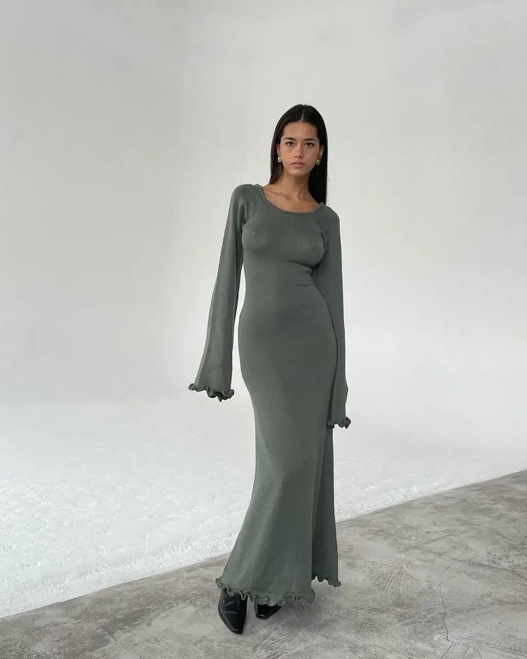 Backless Slim Comfortable Lace-up Female Midi Dresses