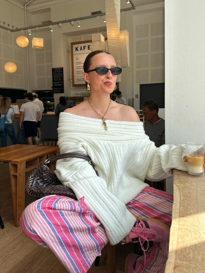 Off Shoulder Ultra Soft Knitted Sweater