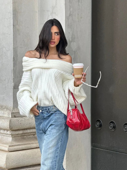 Off Shoulder Ultra Soft Knitted Sweater