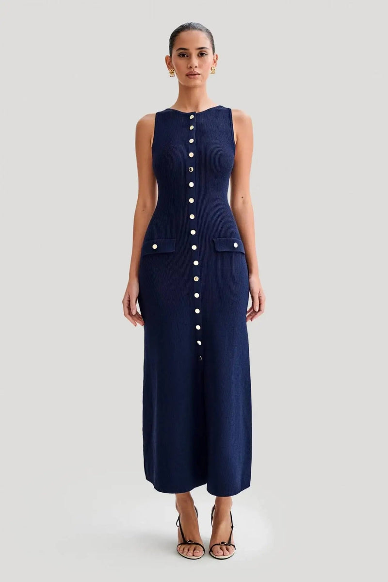Stylish Sleeveless Bodycon Knitted Long Dress for