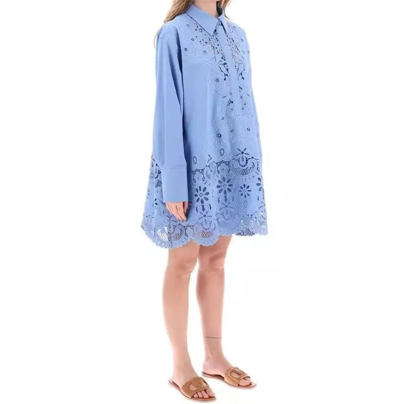 Embroidered Mini Dress in Cotton - Perfect for Summer