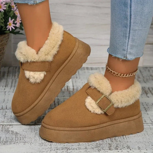 Fashionable Plush Flat Stylish Cozy Non-slip Round Toe Snow Boot